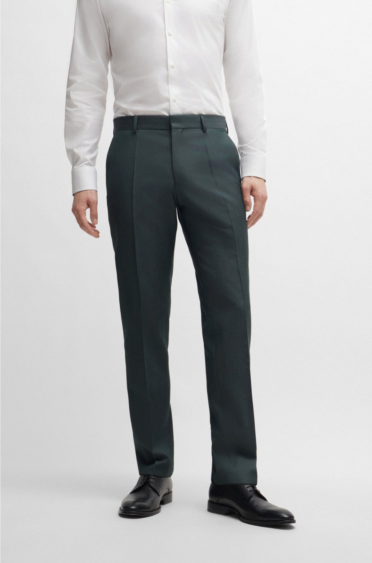 Slim-fit suit in herringbone virgin wool, Dark Green