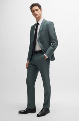 BOSS - Slim-fit suit in herringbone virgin wool