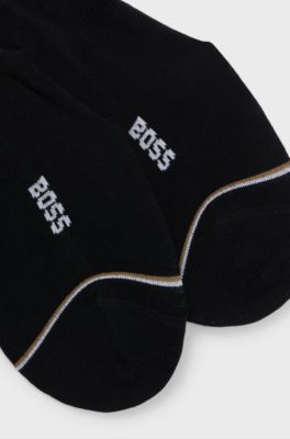 F&uuml;&szlig;linge aus elastischem Baumwoll-Mix im Zweierpack, Schwarz