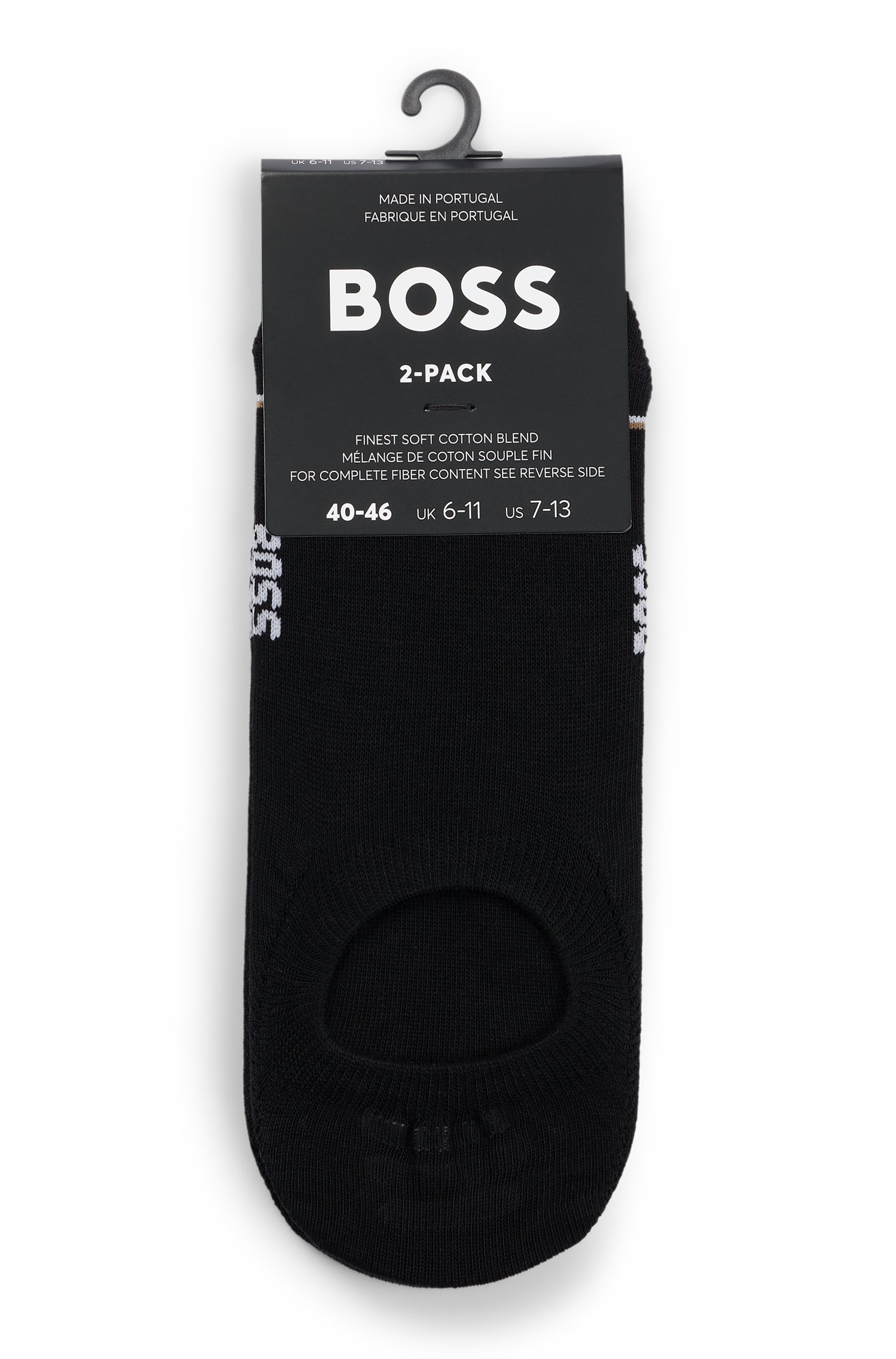 Boss Two-pack of invisible socks in a cotton blend strumpor herr – bild 3