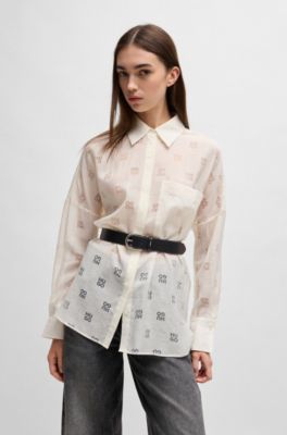 Leren riem met logoletters op de lus, Zwart