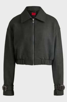 Collared jacket with buckled cuffs, Dark Grey