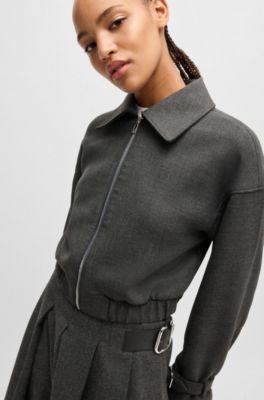 Collared jacket with buckled cuffs, Dark Grey
