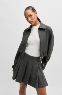 Giubbotto regular fit con polsini con fibbia brandizzata, Grigio scuro