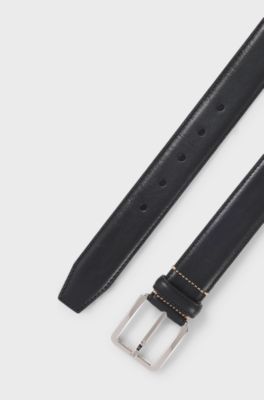 Ceinture en cuir italien &agrave; surpiq&ucirc;res contrastantes, Noir