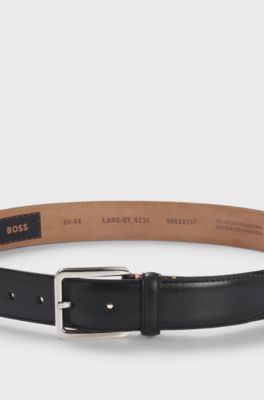 Ceinture en cuir italien &agrave; surpiq&ucirc;res contrastantes, Noir