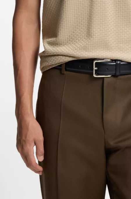 Ceinture en cuir italien à surpiqûres contrastantes