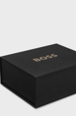 Italian-leather belt with contrast stitching, Black