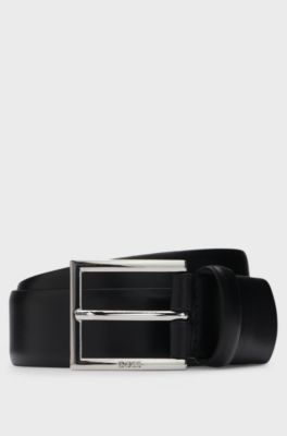 Dressletic leather belt with concealed elasticated section, Black