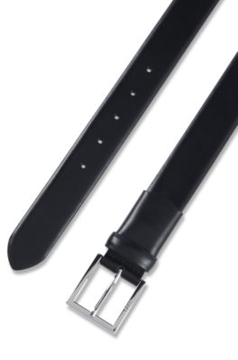 Dressletic leather belt with concealed elasticated section, Black