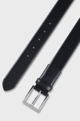 Dressletic leather belt with concealed elasticated section, Black