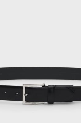 Dressletic leather belt with concealed elasticated section, Black