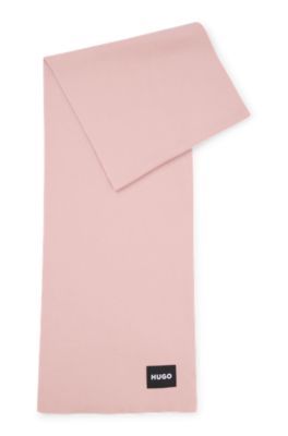 Knitted scarf in cotton with logo label, light pink