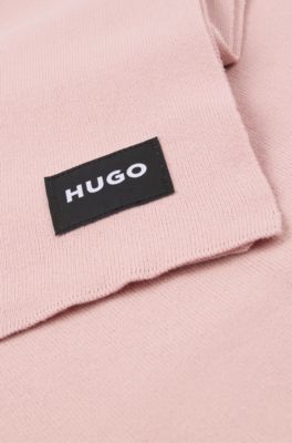 Knitted scarf in cotton with logo label, light pink