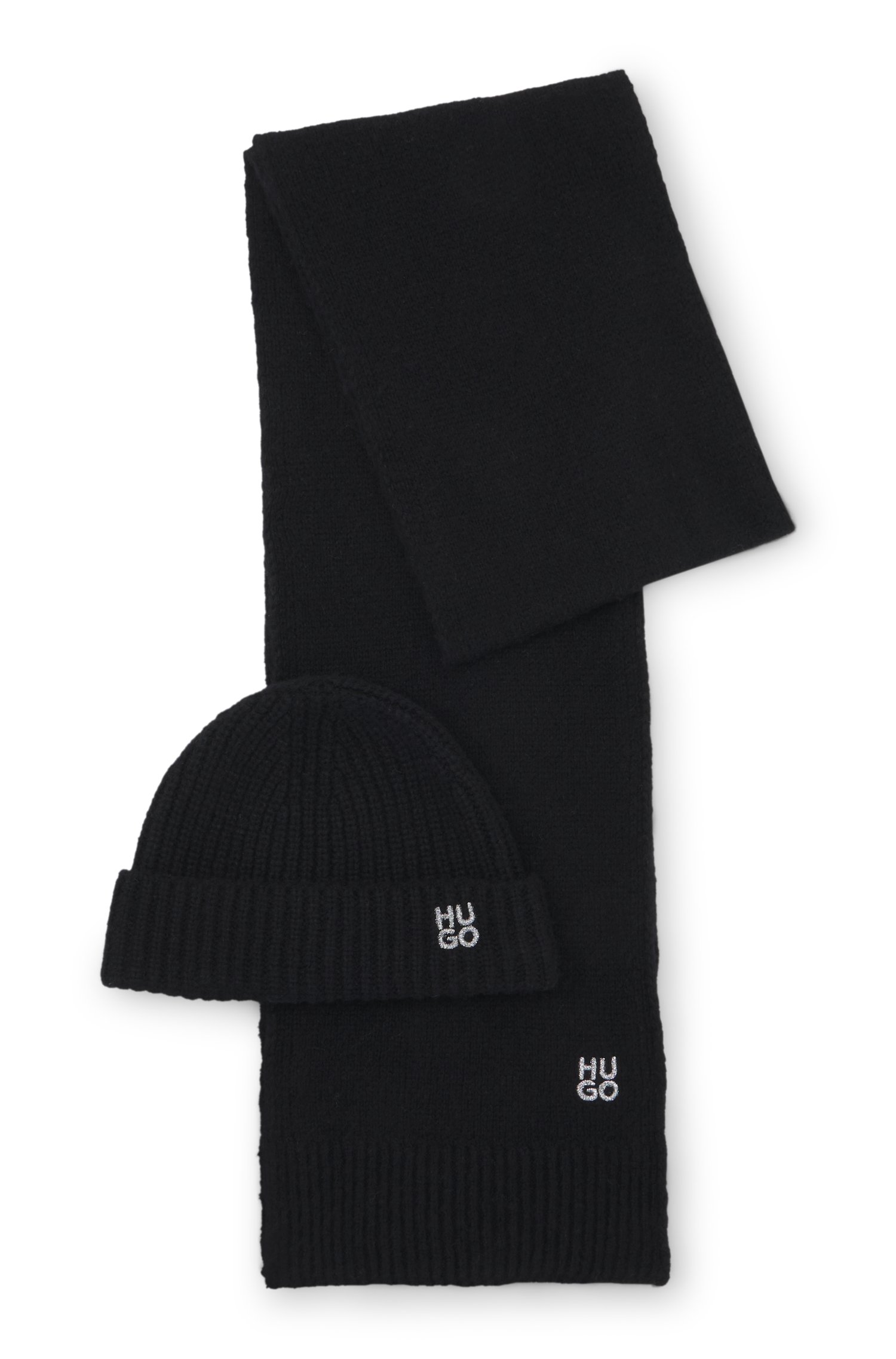 Hugo Virgin-wool-blend gift set with metallic logo halsdukar & sjalar dam