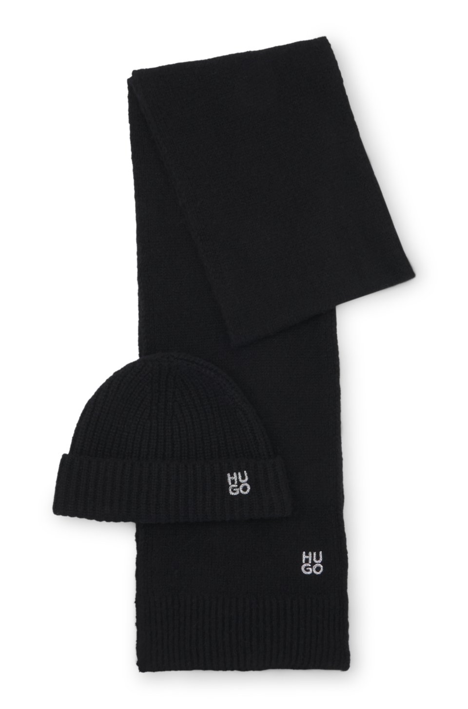 Virgin-wool-blend gift set with metallic logo