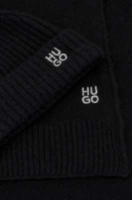 Virgin-wool-blend gift set with metallic logo, Black