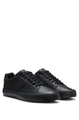 BOSS Faux leather trainers with plain and grained textures