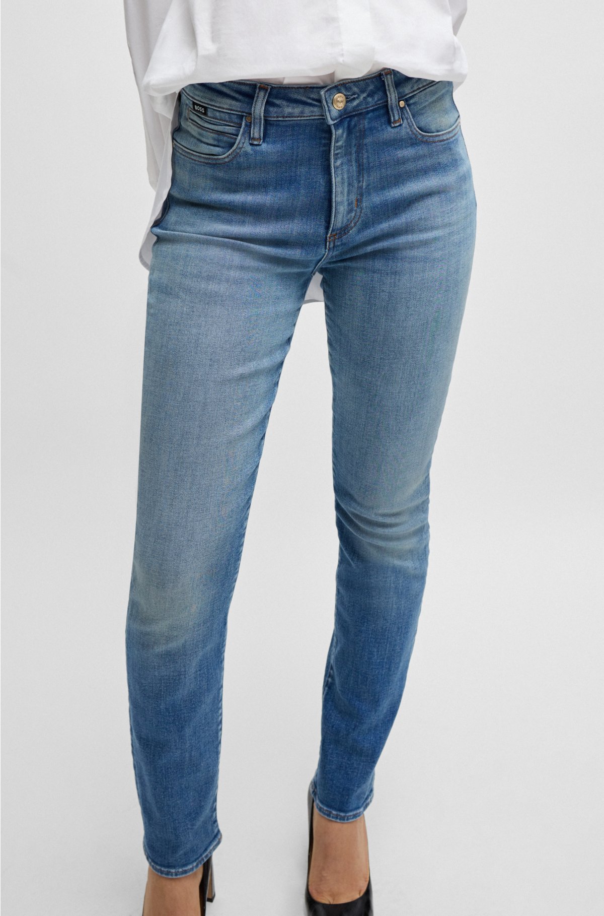 Slim-fit jeans in blue stretch denim, Light Blue
