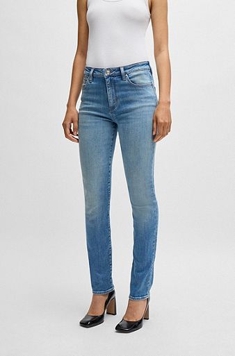 Slim-fit jeans van blauw stretchdenim, Lichtblauw