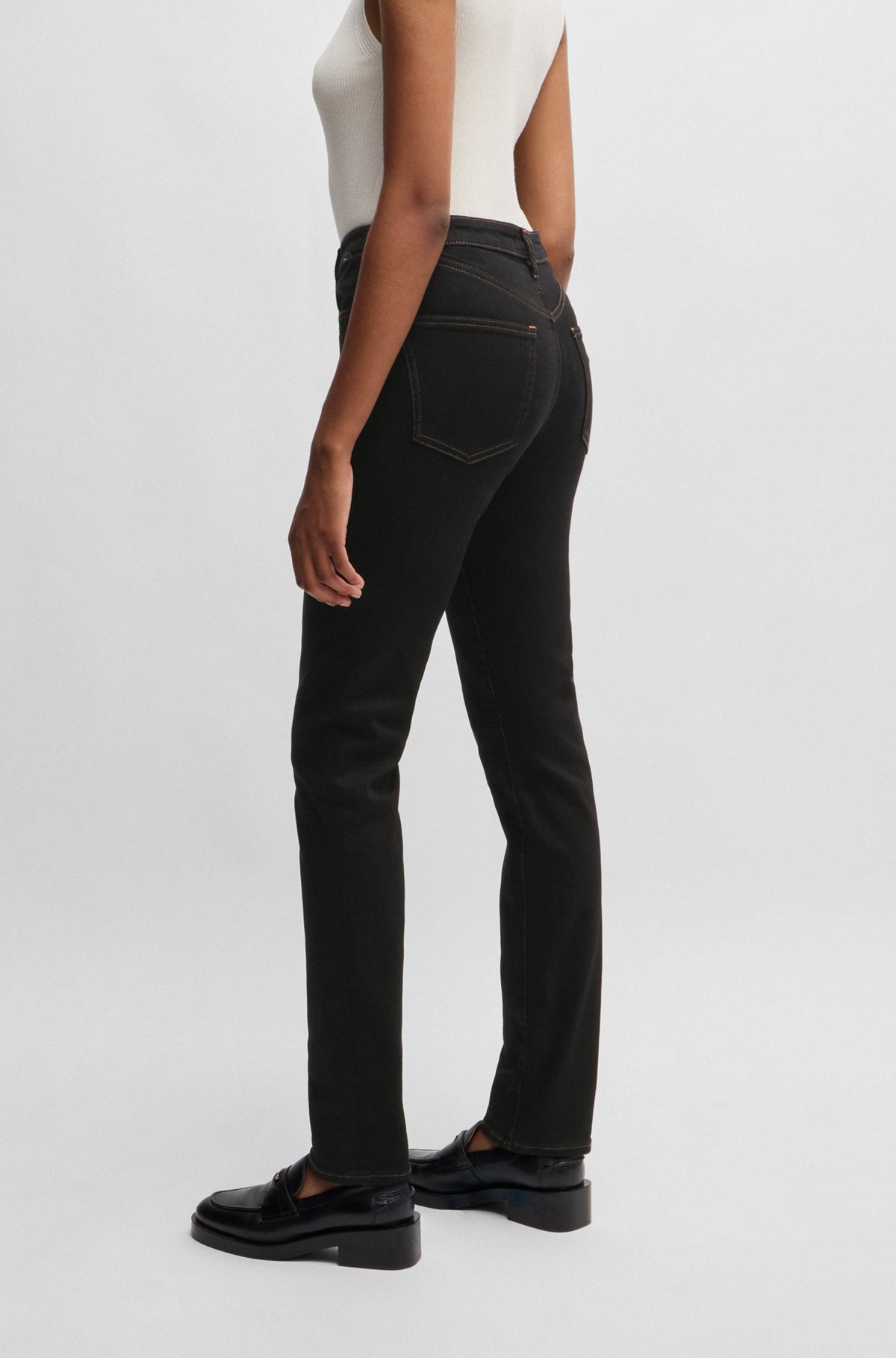 BOSS - Slim-fit jeans in black stretch denim - Black BOSS - Slim-fit jeans in black stretch denim - Black