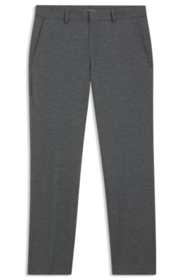 Slim-fit trousers in stretch seersucker, Silber