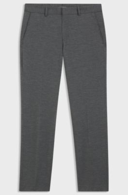 Slim-fit trousers in stretch seersucker, Silver
