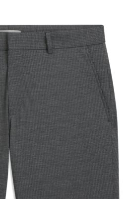 Slim-fit trousers in stretch seersucker, Silver