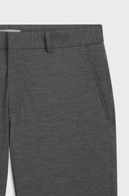 Slim-fit broek van elastische seersucker, Zilver