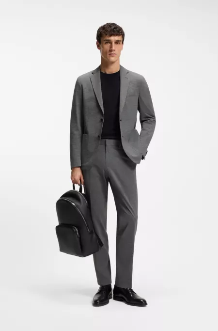 Slim-Fit Hose aus Stretch-Seersucker