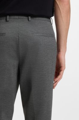 Slim-fit broek van elastische seersucker, Zilver