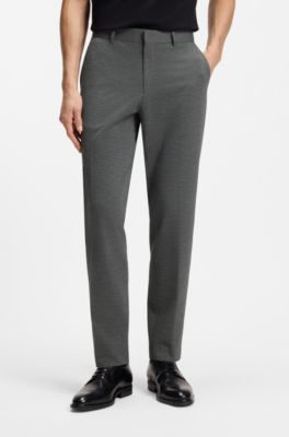 Slim-fit broek van elastische seersucker, Zilver