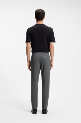 Slim-fit trousers in stretch seersucker, Silver