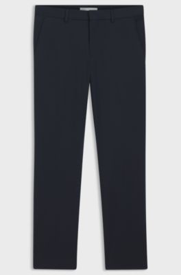 Pantalones slim fit en sirsaca el&aacute;stica, Azul oscuro
