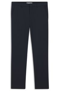 Slim-fit trousers in stretch seersucker, Dark Blue