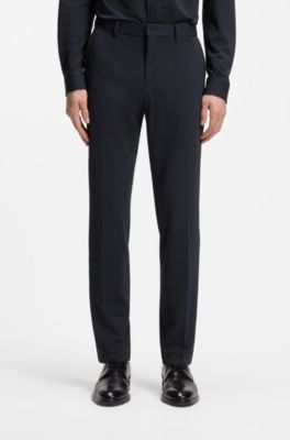 Slim-Fit Hose aus Stretch-Seersucker, Dunkelblau