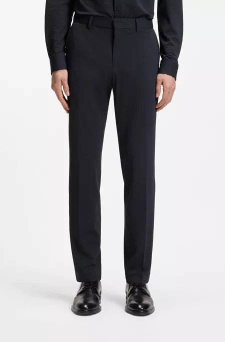 Slim-Fit Hose aus Stretch-Seersucker