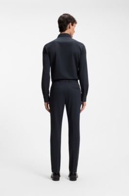 Slim-Fit Hose aus Stretch-Seersucker, Dunkelblau