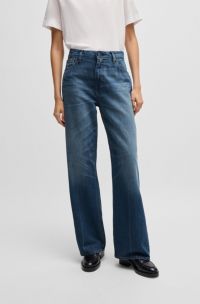 Indigo denim jeans van een katoenmix, Donkerblauw