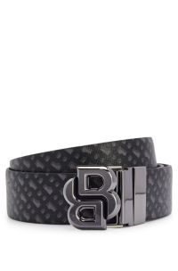Cinturón reversible de piel italiana con monograma Double B en la hebilla, Negro