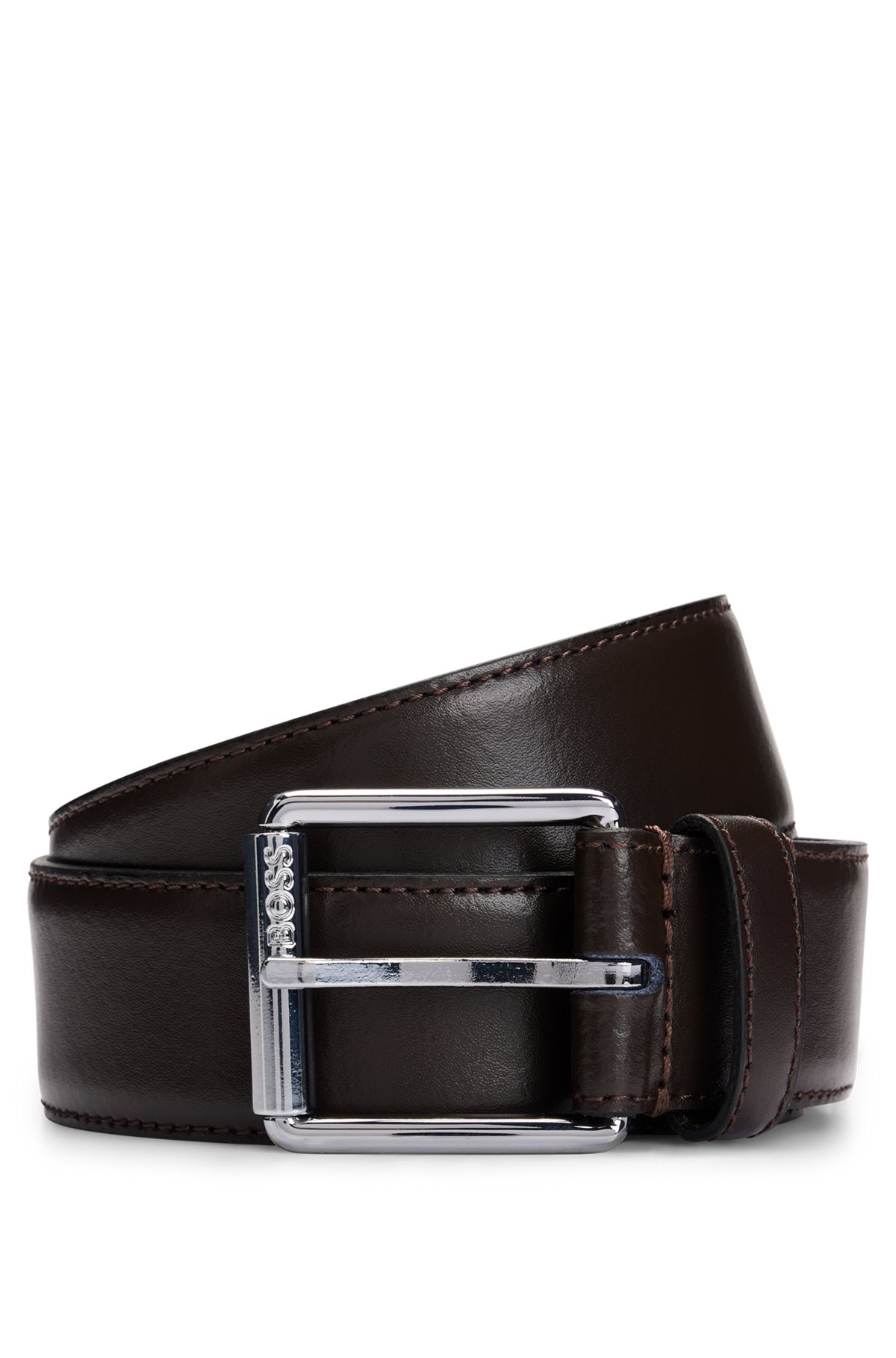 BOSS - Italian-leather belt with roller buckle