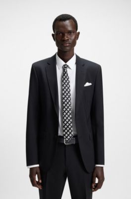 Reversible belt in grained and plain leather, Black