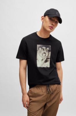 BOSS - Cotton-jersey regular-fit T-shirt with seasonal print