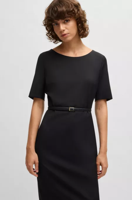 Italian-leather belt with logo keeper