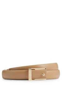 Italian-leather belt with logo keeper, Light Brown