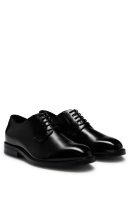 BOSS - Dresslectic Italian-made Derby shoes in leather with logo trim