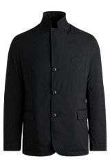 Slim-fit jacket in performance-stretch ripstop, Black