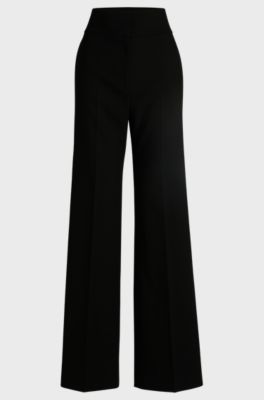 Regular-fit trousers with flared leg, Black