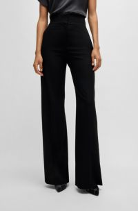 Pantalones regular fit con pernera acampanada, Negro