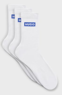 Three-pack of short socks with blue logos, White